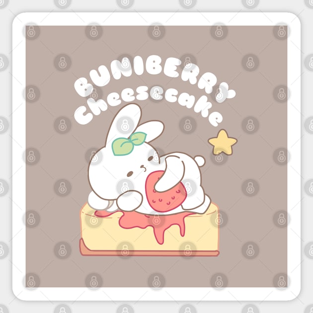 Cute bunny on Buniberry Cheesecake Sticker by LoppiTokki